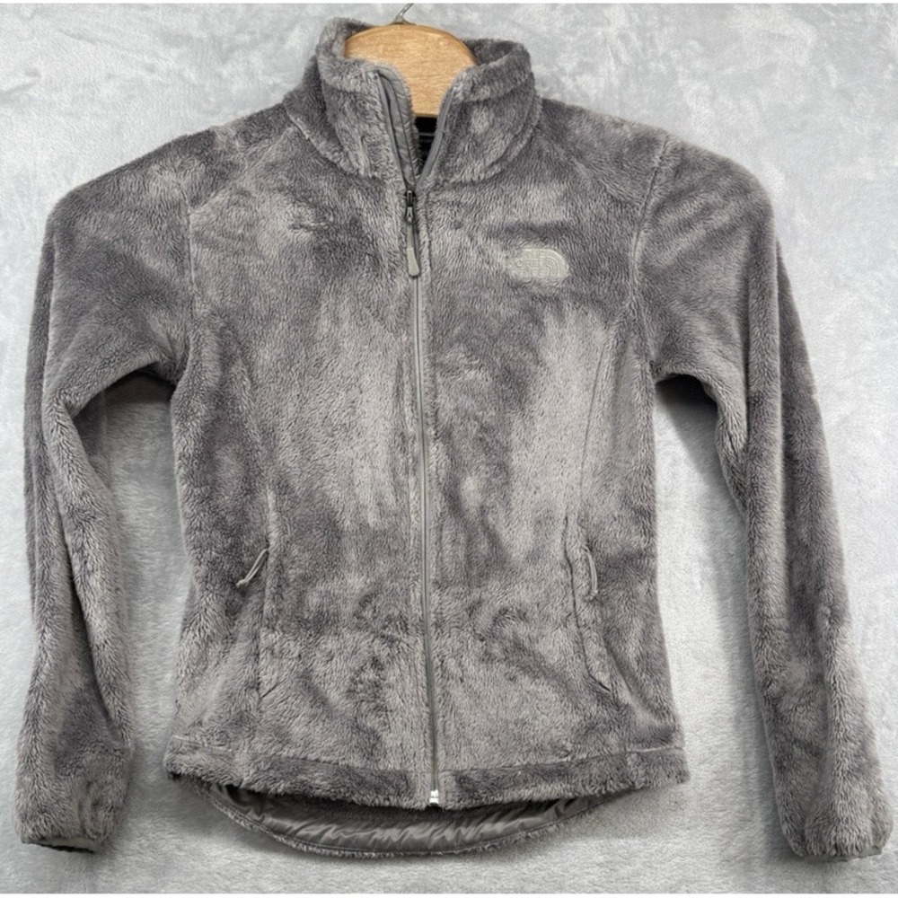 North Face Fuzzy Soft Fleece Full-Zip Jacket Gray Women's Size XS